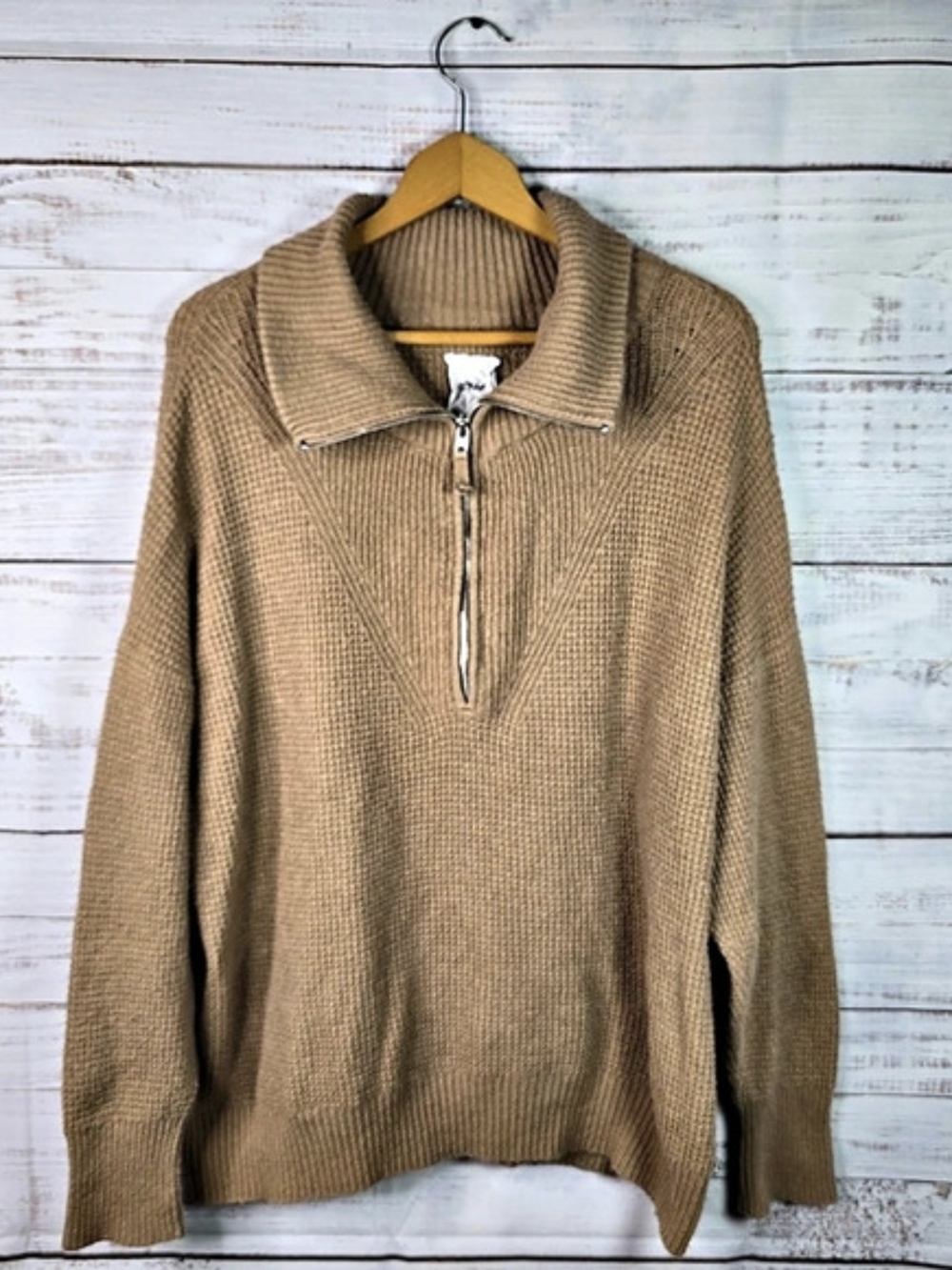Aerie Women’s M/M Brown Quarter Zip Knit Pullover Sweater Cozy Casual